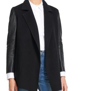 NWT Theory Clairene Wool and Cashmere Jacket with Leather Sleeves M